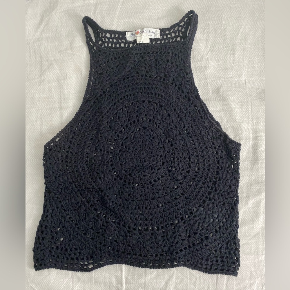 H&M Coachella Crotchet Halter Crop Top